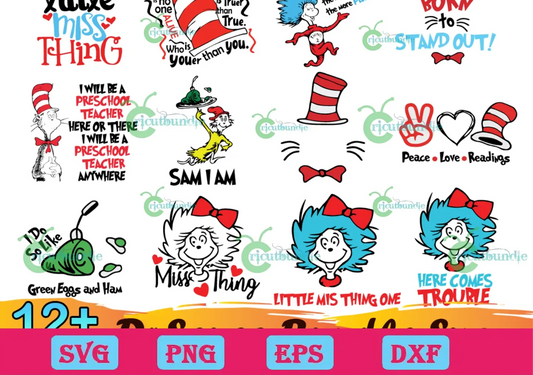 12 Dr Seuss svg Bundle Dr Seuss svg Sr Seuss Hat svg