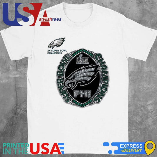 Philadelphia Eagles Super Bowl LIX Champions Multi Champs Ring Shirt