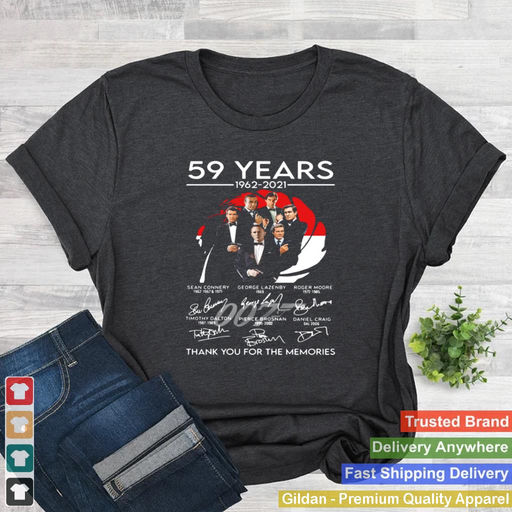 007 59 years 1962 2021 thank you for the memories signatures shirt