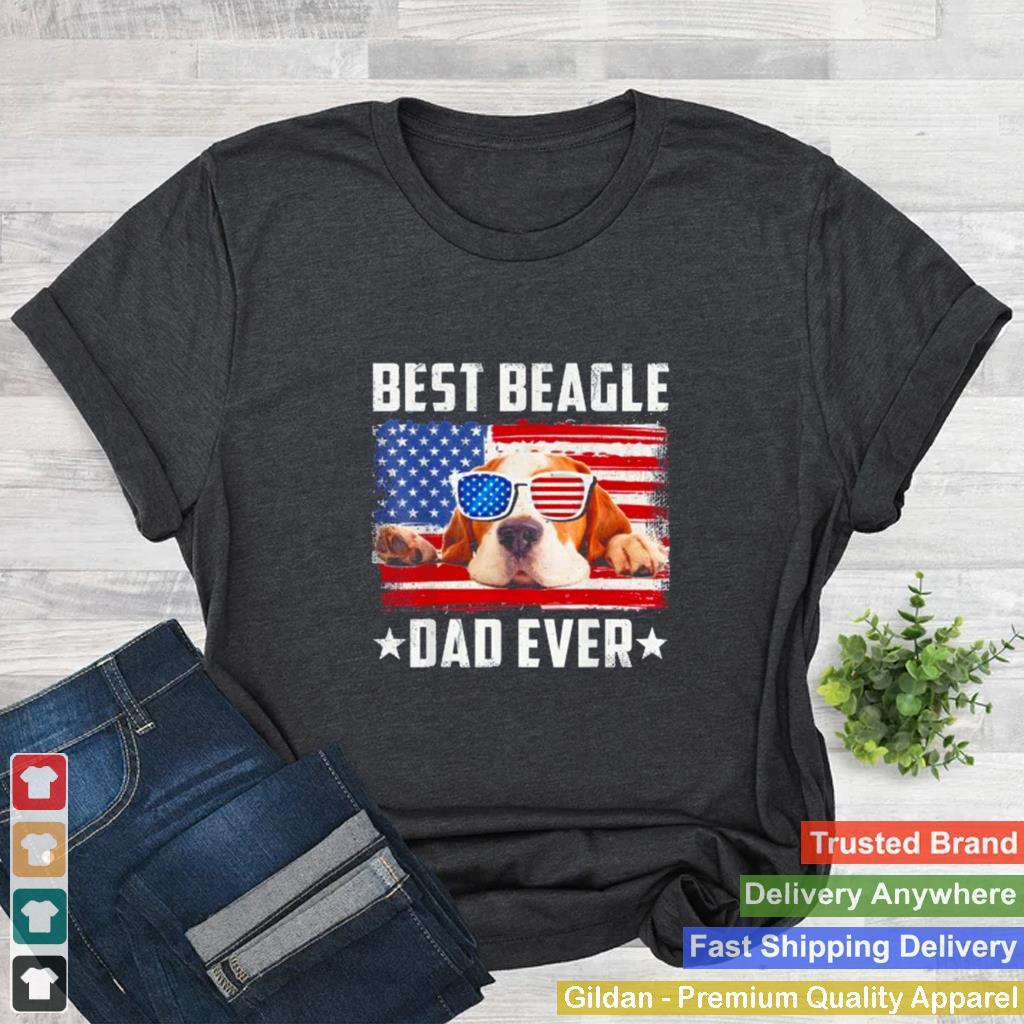 Best Beagle Dad Ever Dog Lover American Flag Shirt 2