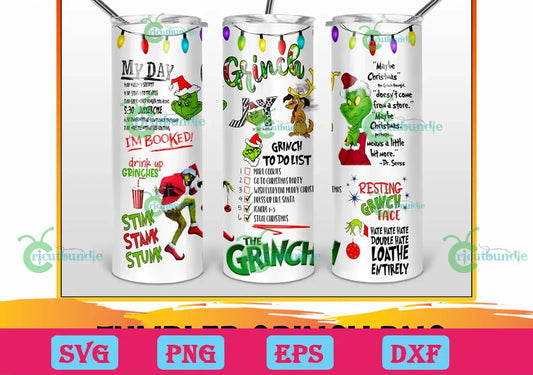 The Grinch Christmas Tumbler Wrap Png