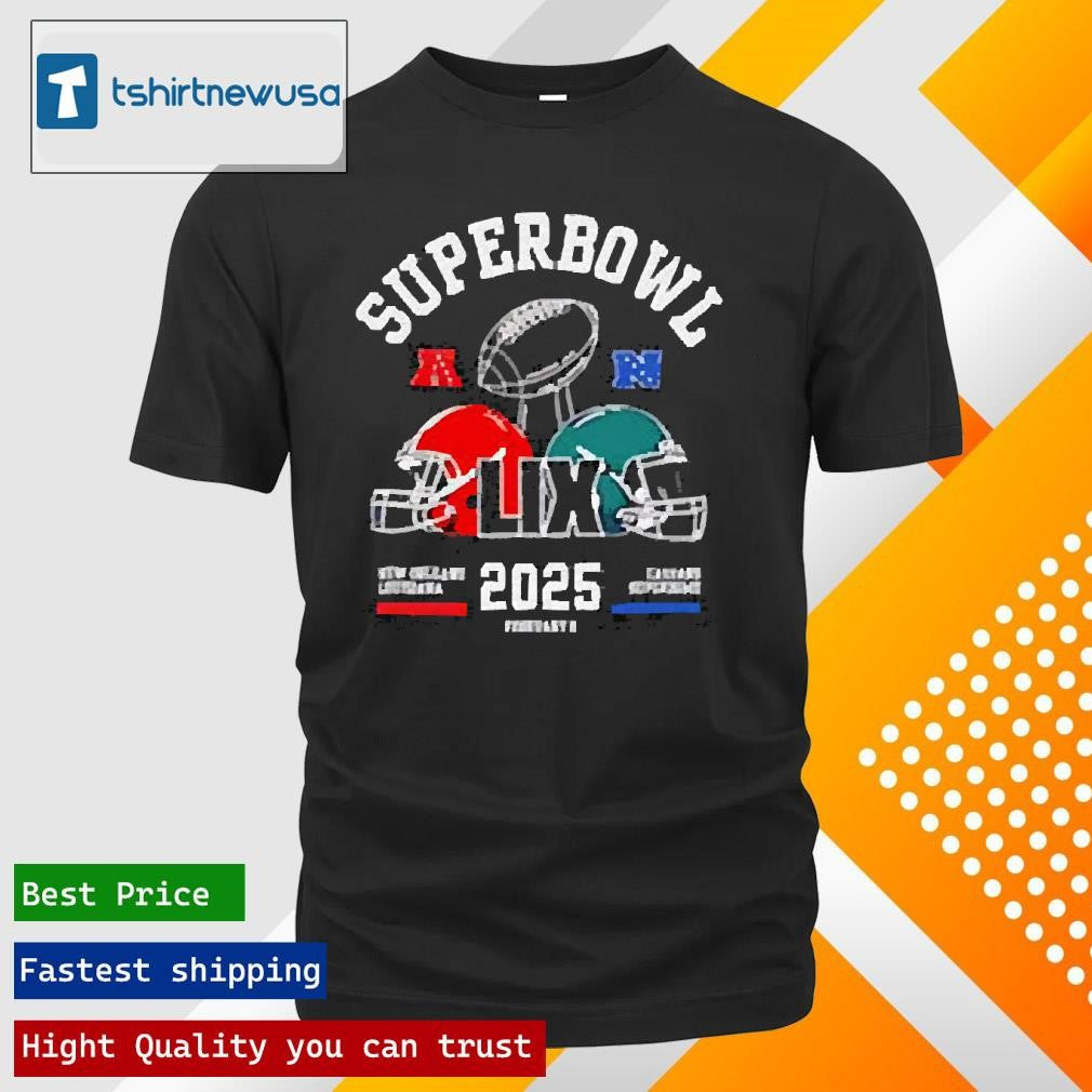 Original Super Bowl Lix Shirt Philadelphia Eagles Vs Kansas City Chiefs Superbowl Championship 2025 T-shirt and Long Sleeved