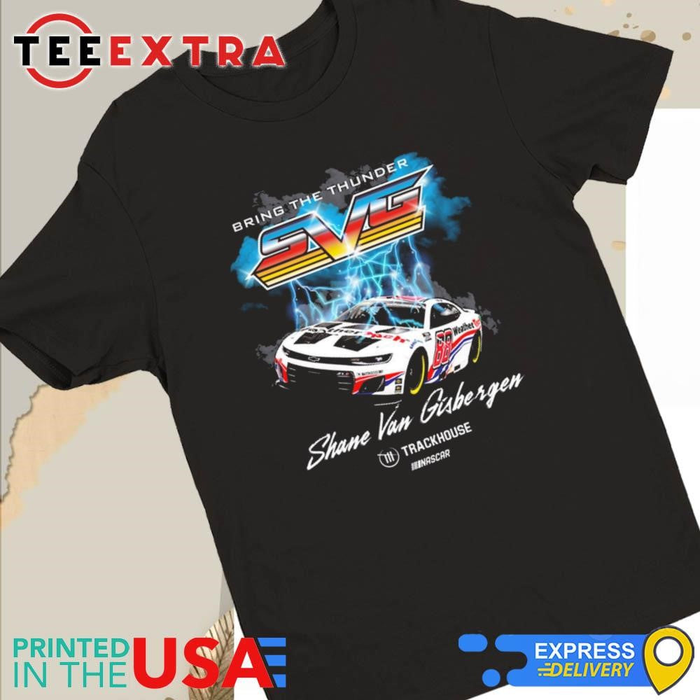 Official Bring The Thunder Shane Van Gisbergen Trackhouse Racing Team Collection Black Car Shirt