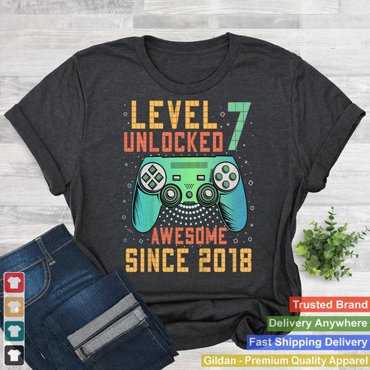 Kids Level 7 Unlocked 7th Birthday 7 Year Old Boy Gifts Gaming