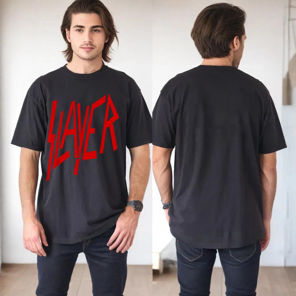 Slayer Official Classic Logo T-Shirt - Black, Crew Neck, Short Sleeve, Casual & Fitness (Polyester, Cotton)