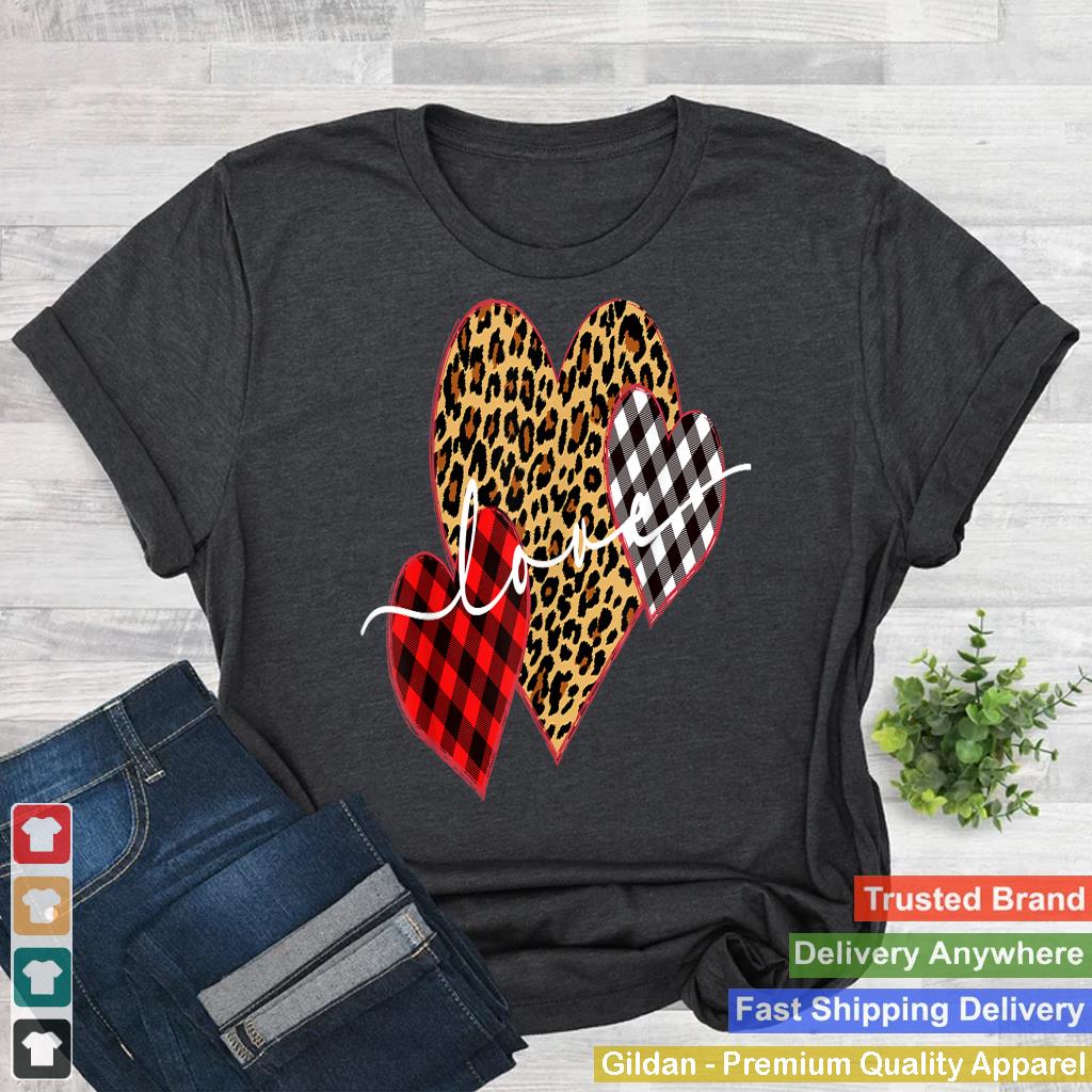 Leopard Print Buffalo Plaid Love Valentines Day Hearts