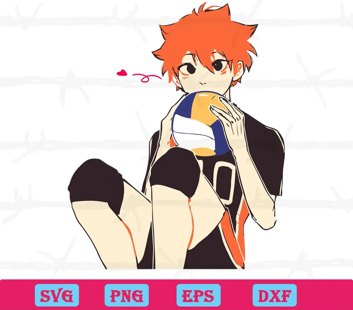 Cute Hinata Shoyo With Volleyball Anime Haikyuu, Svg Png Dxf Eps Digital Download