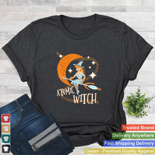 Atomic Witch Pinup Girl Retro Vintage Sexy Halloween shirt