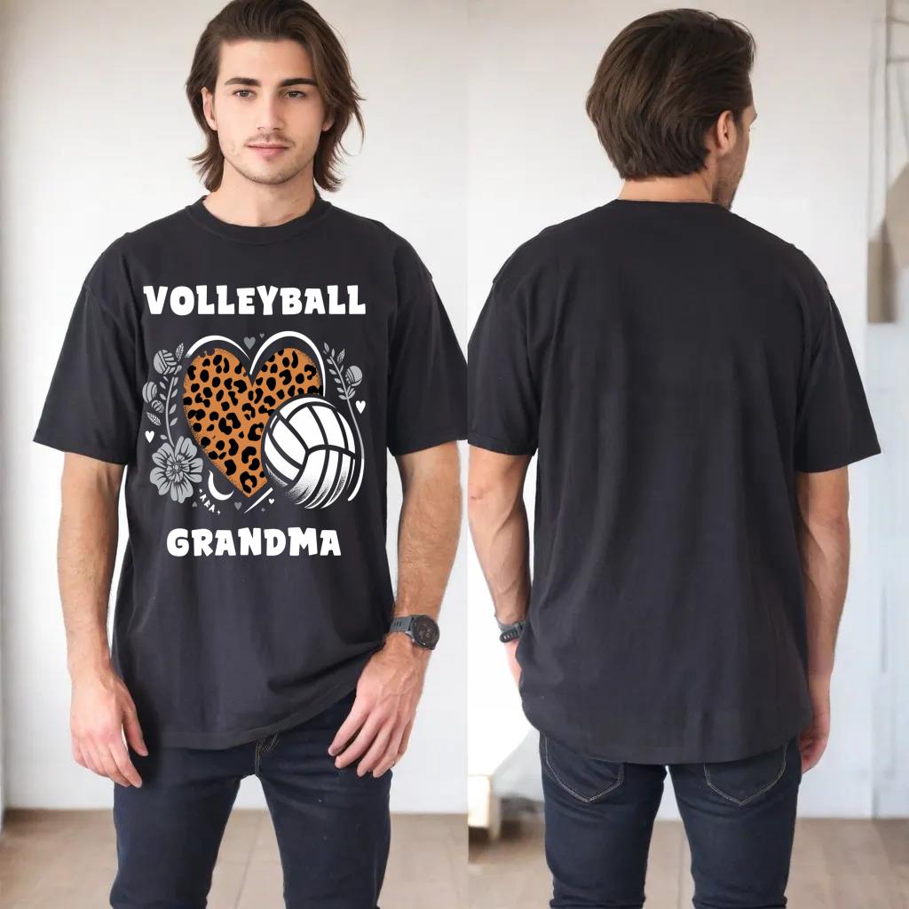 Volleyball Grandma Leopard Heart Cute Volleyball Womens