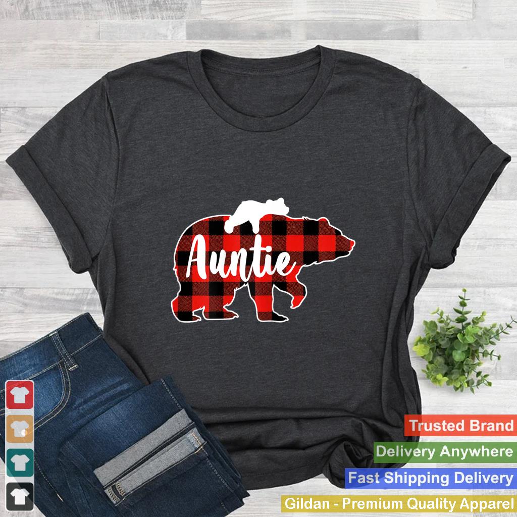 Auntie Bear Pajama Red Buffalo Xmas Funny Family Christmas