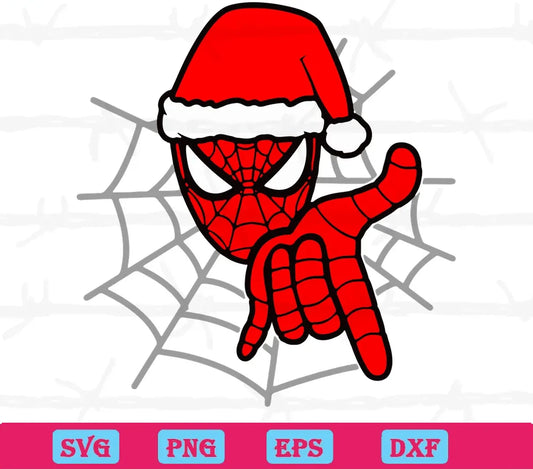 Spiderman Christmas With Santa Hat, Svg Png Dxf Eps Designs Download