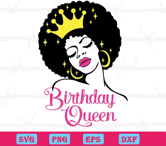 Birthday Queen With Crown, Transparent Background Files