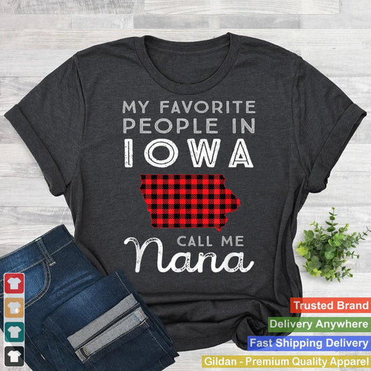 Family Christmas Shirt Nana Gift Cute Red Buffalo Plaid Iowa