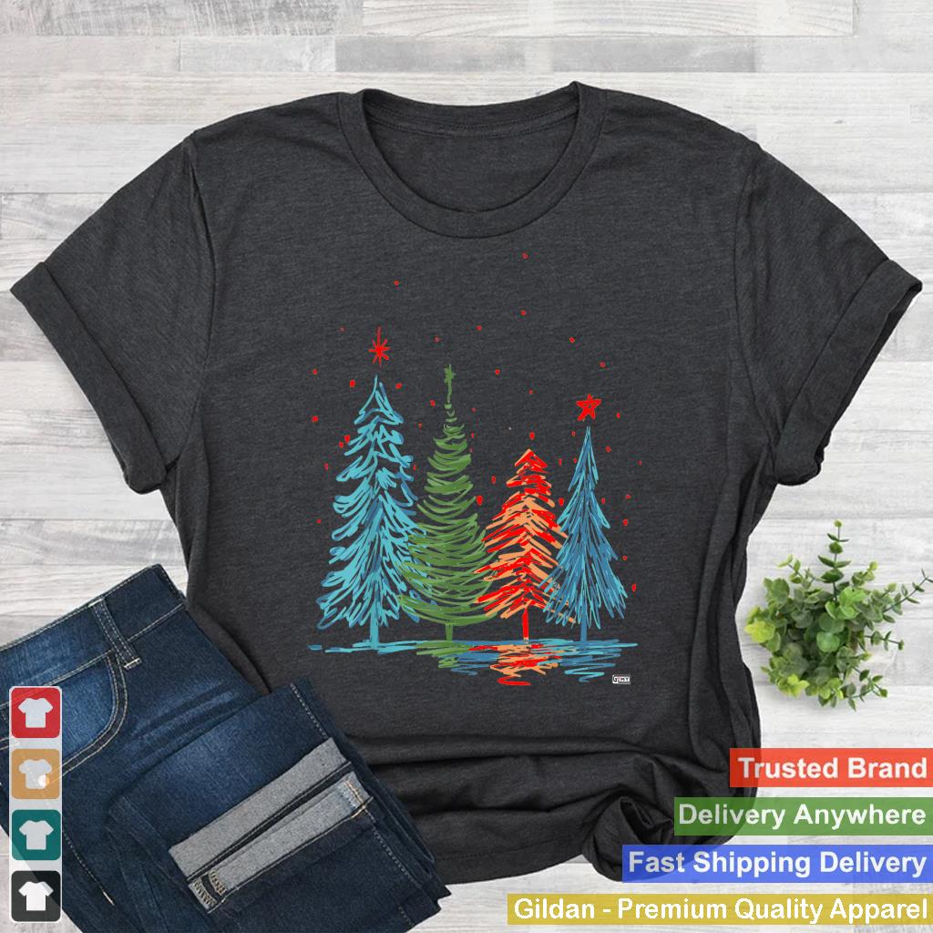 Vintage Christmas Trees, Hand Drawing Christmas Trees