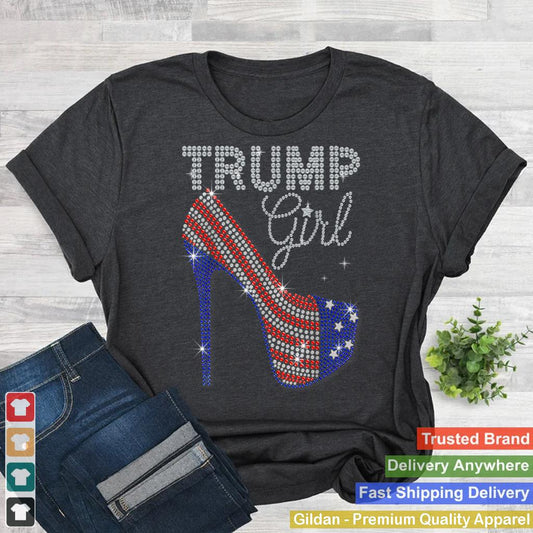 Trump Girl High Heel Faux Rhinestone US Flag Vote Trump 2024