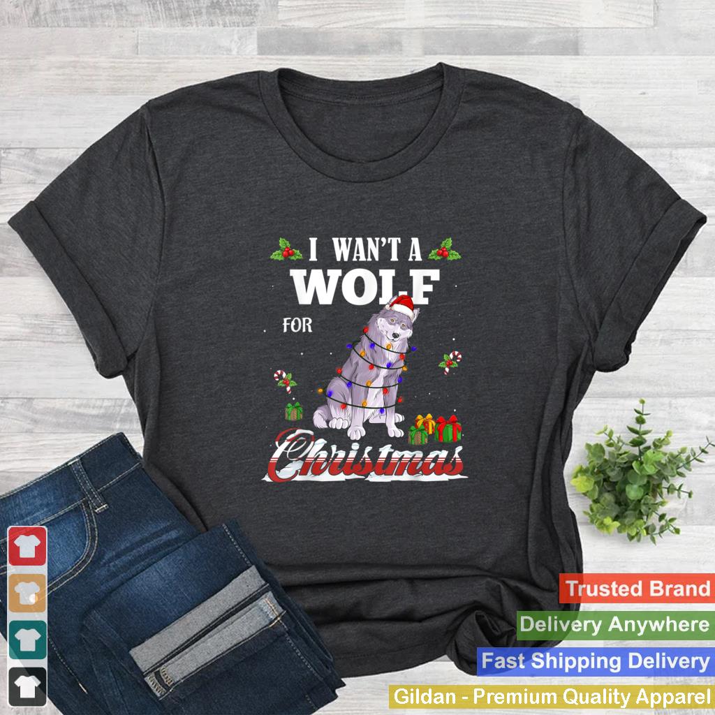 I Want a Wolf Christmas Tree Light Santa Lover Safari Animal T Shirt