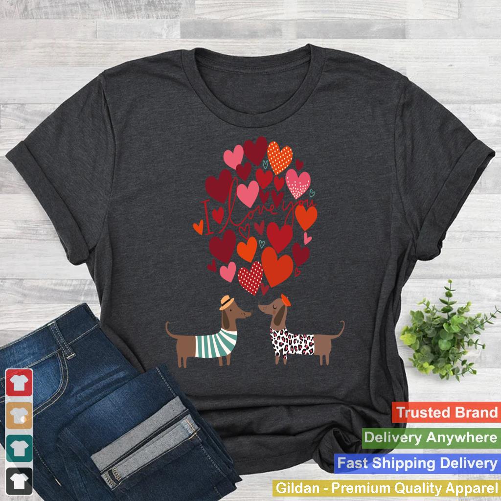 I Love You Cute Dachshund Couple Hearts Valentine