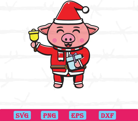 Merry Christmas Santa Pig, Cutting File Svg