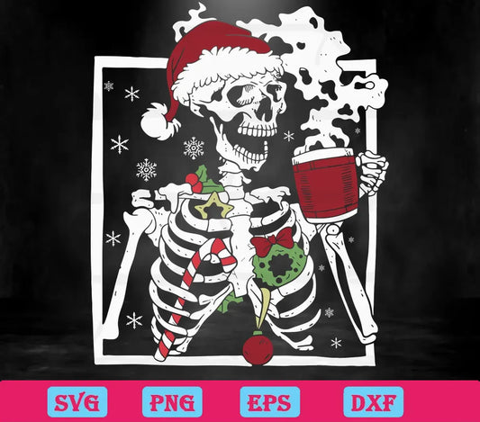 Skeleton Drinking Coffee Latte Christmas, The Best Digital Svg Designs For Cricut