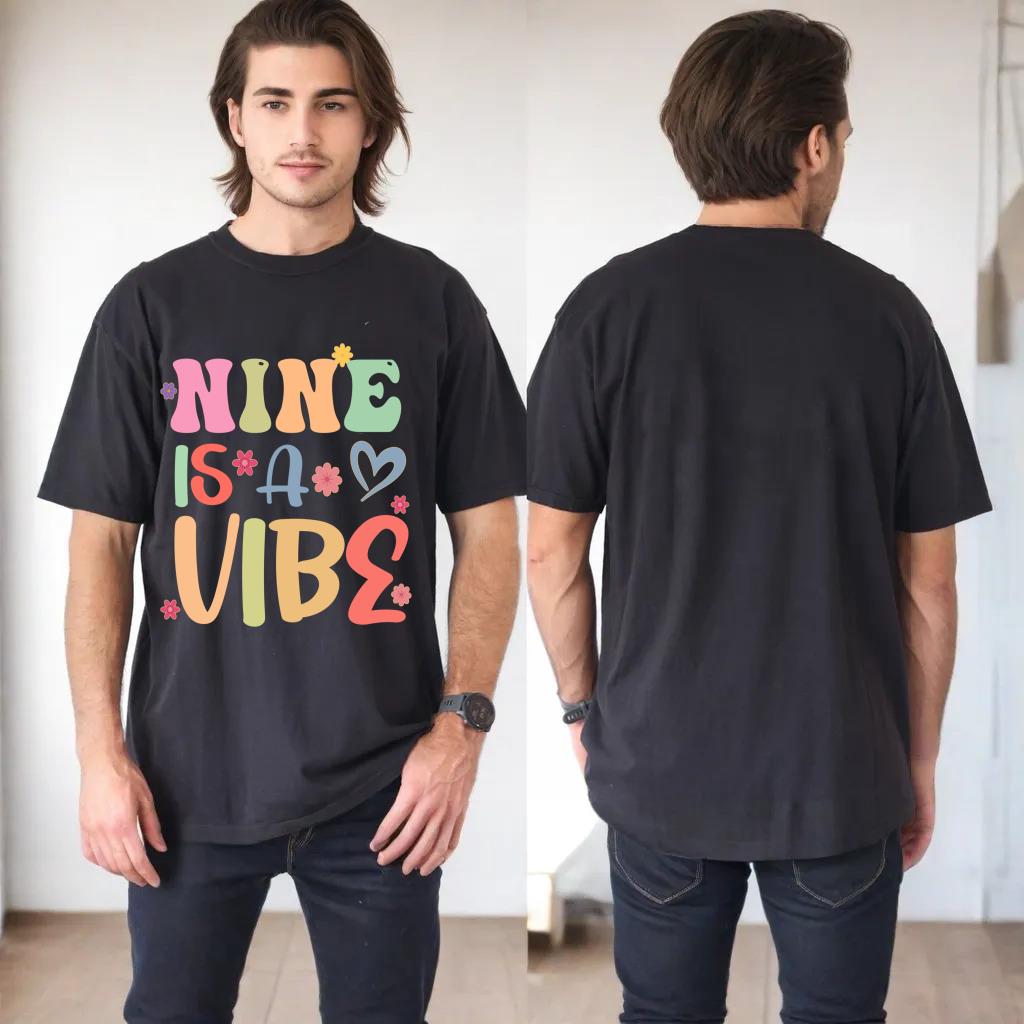 Nine Is A Vibe Birthday Groovy 9 Year Old Girls 9th Birthday