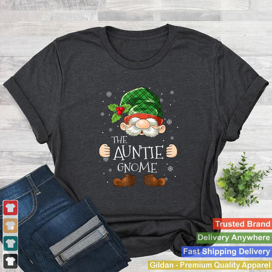 Auntie Gnome Lover Buffalo Plaid Christmas Tree Family Xmas T Shirt