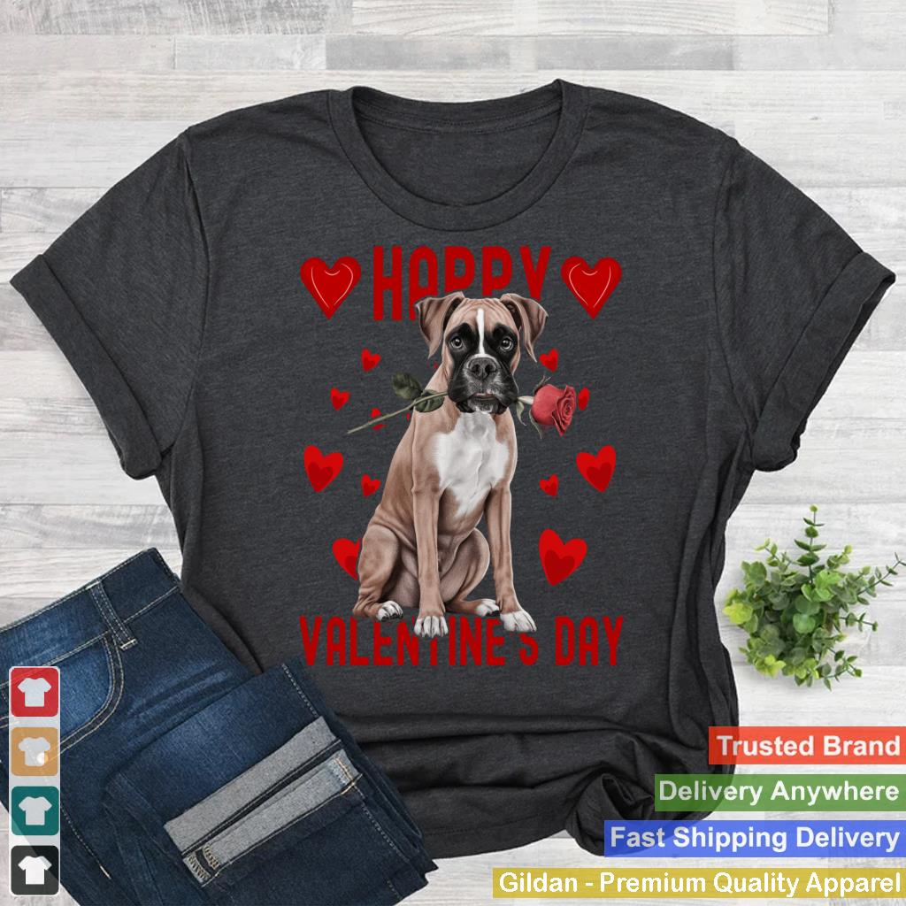 Cute Boxer Dog Red Hearts Couples Happy Valentines Day