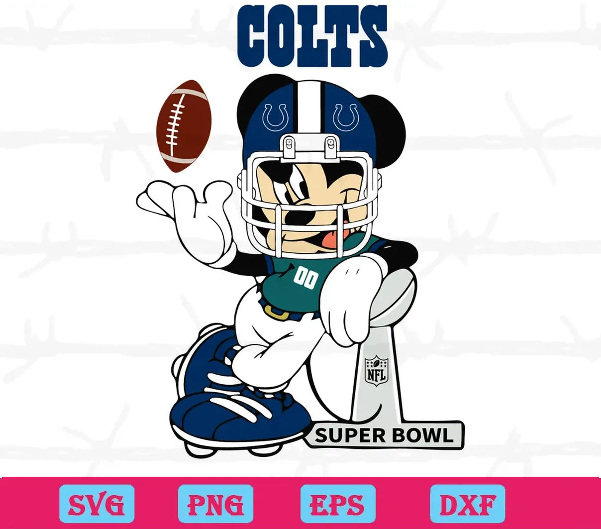 Disney Mickey Mouse Indianapolis Colts, Vector Illustrations