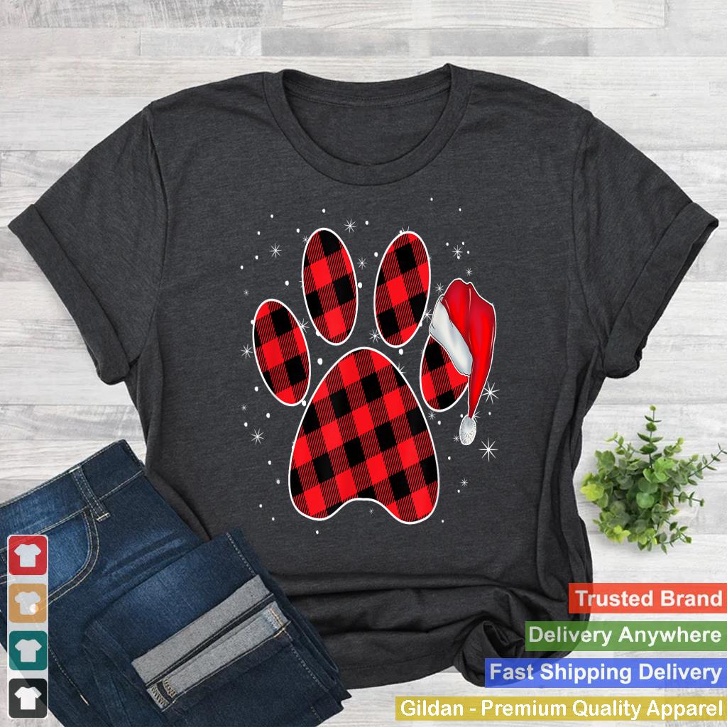 Paw Dog Christmas Funny Dog Santa Hat Xmas Buffalo Plaid