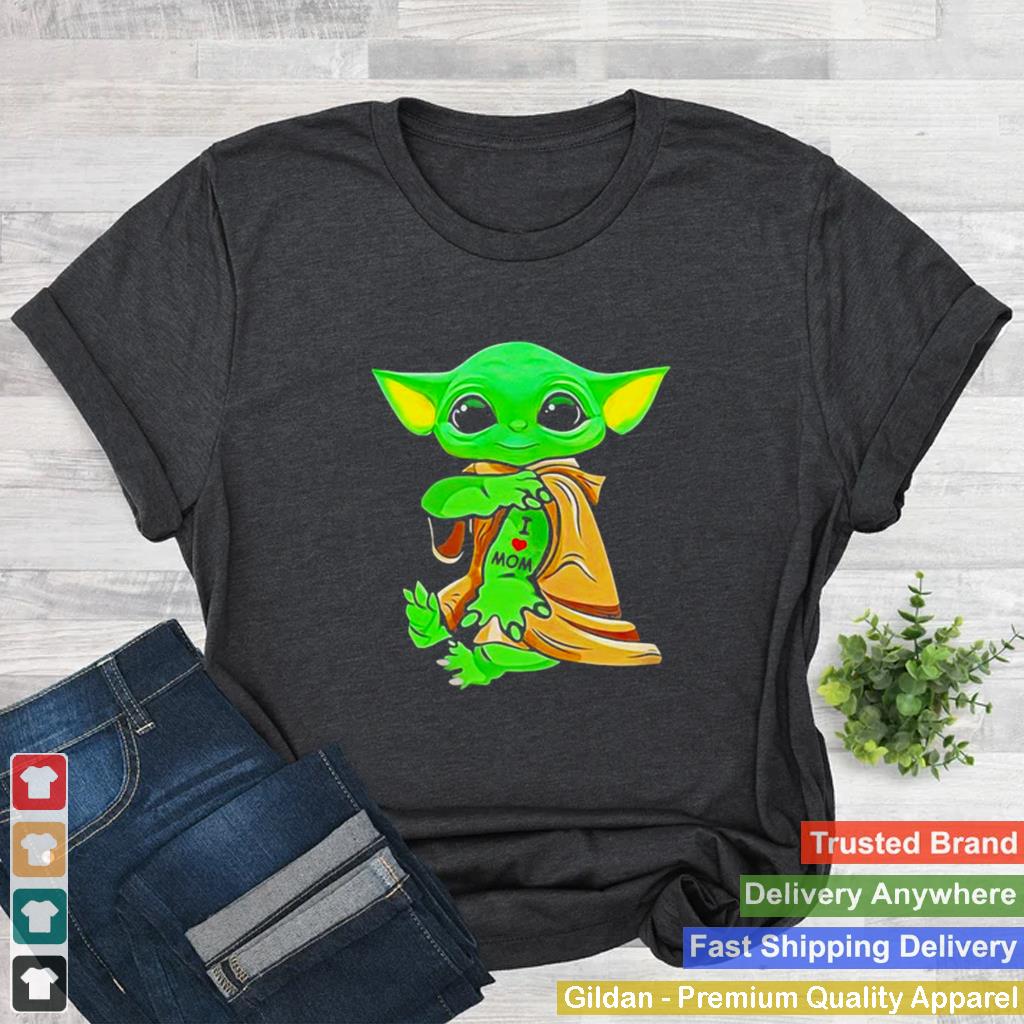 Baby Yoda Tattoo I Love Mom Shirt