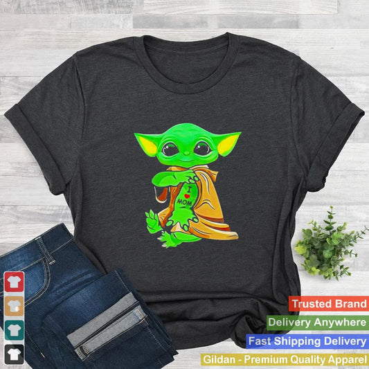 Baby Yoda Tattoo I Love Mom Shirt