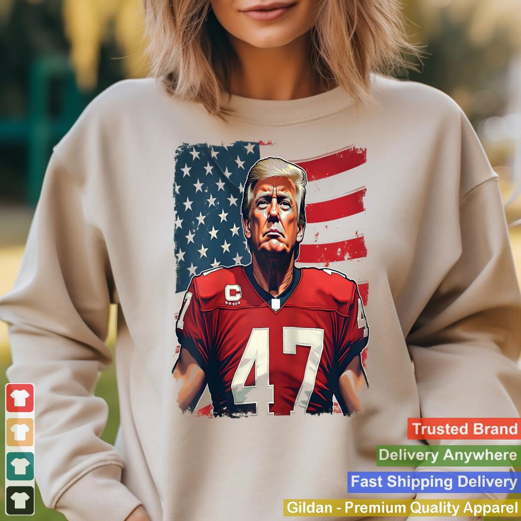 TRUMP 47 Football Player - Patriotic President 47 USA Flag Raglan Baseball Tee