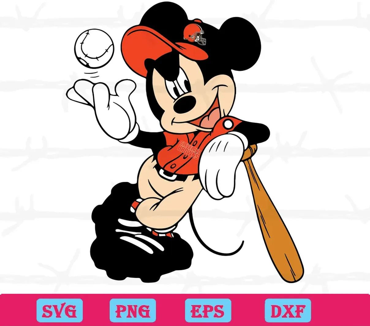 Mickey Mouse Clevelands Browns, Svg Png Dxf Eps Digital Download