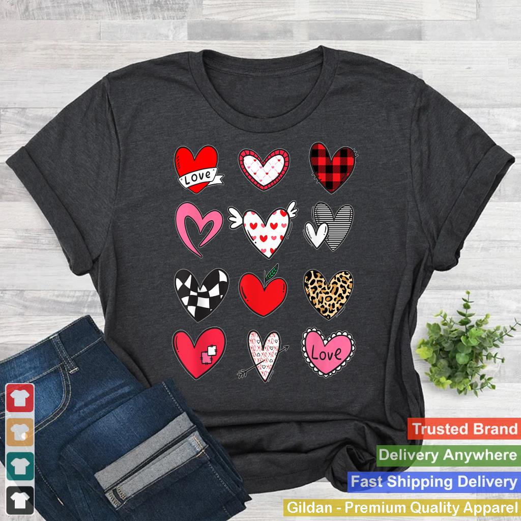 Valentines Day Shirt for Girls Leopard Buffalo Plaid Hearts