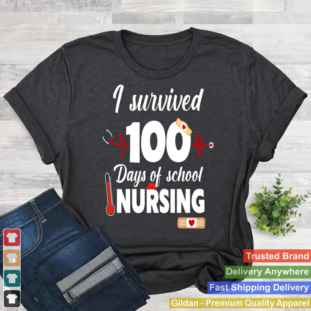 Cute I Survived 100 Days Of School Nursing Scrub School Nurs