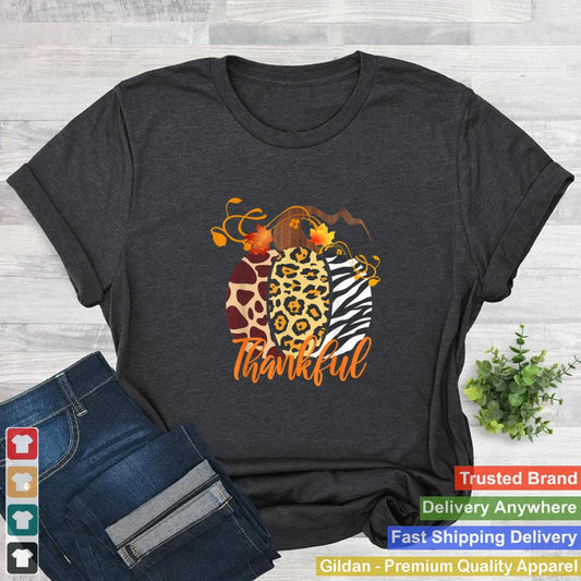 Animal Leopard Print Pumpkin Thankful Fall Harvest Halloween shirt