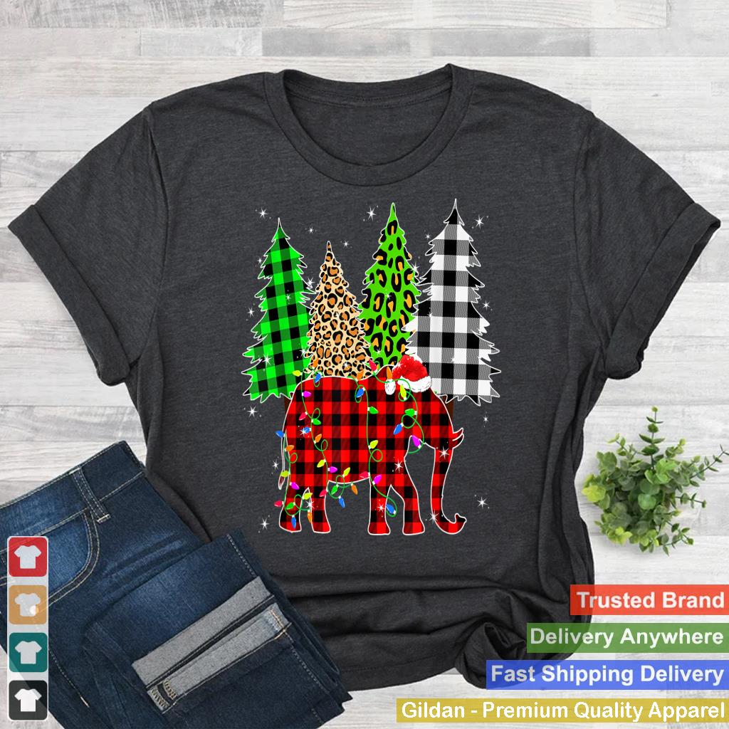 Xmas Elephant Animals Christmas Buffalo Plaid Leopard