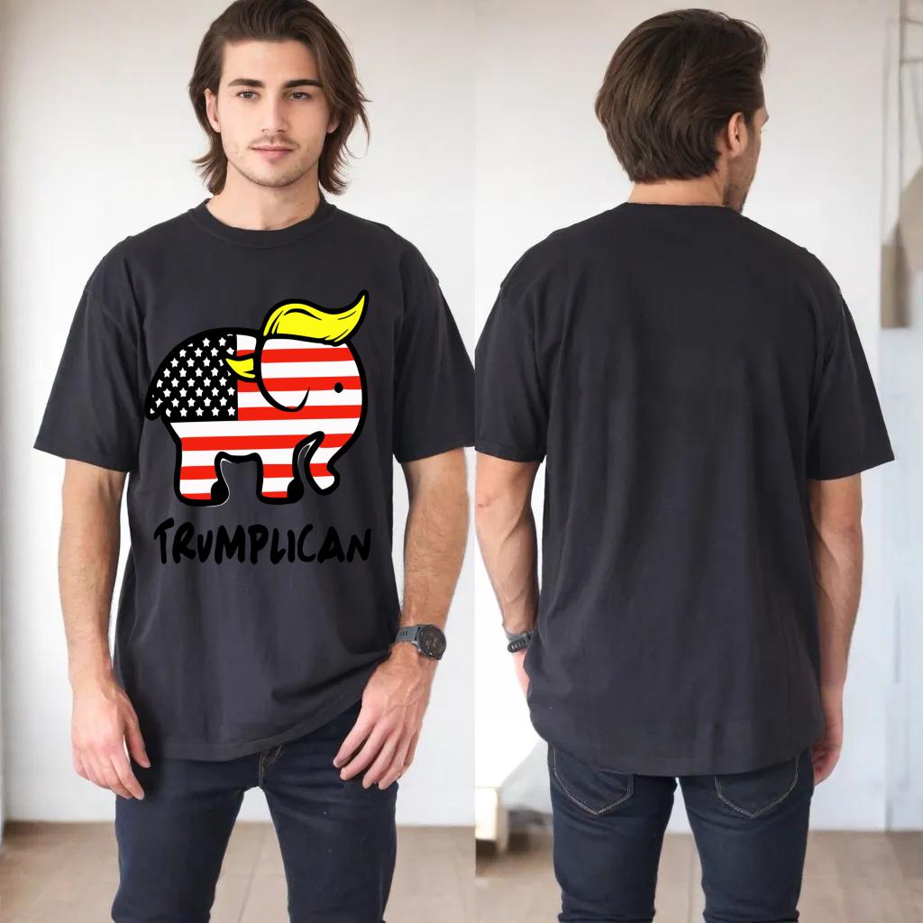 TRUMPLICAN Funny Trump Republican USA Flag Elepgant MAGA Pun