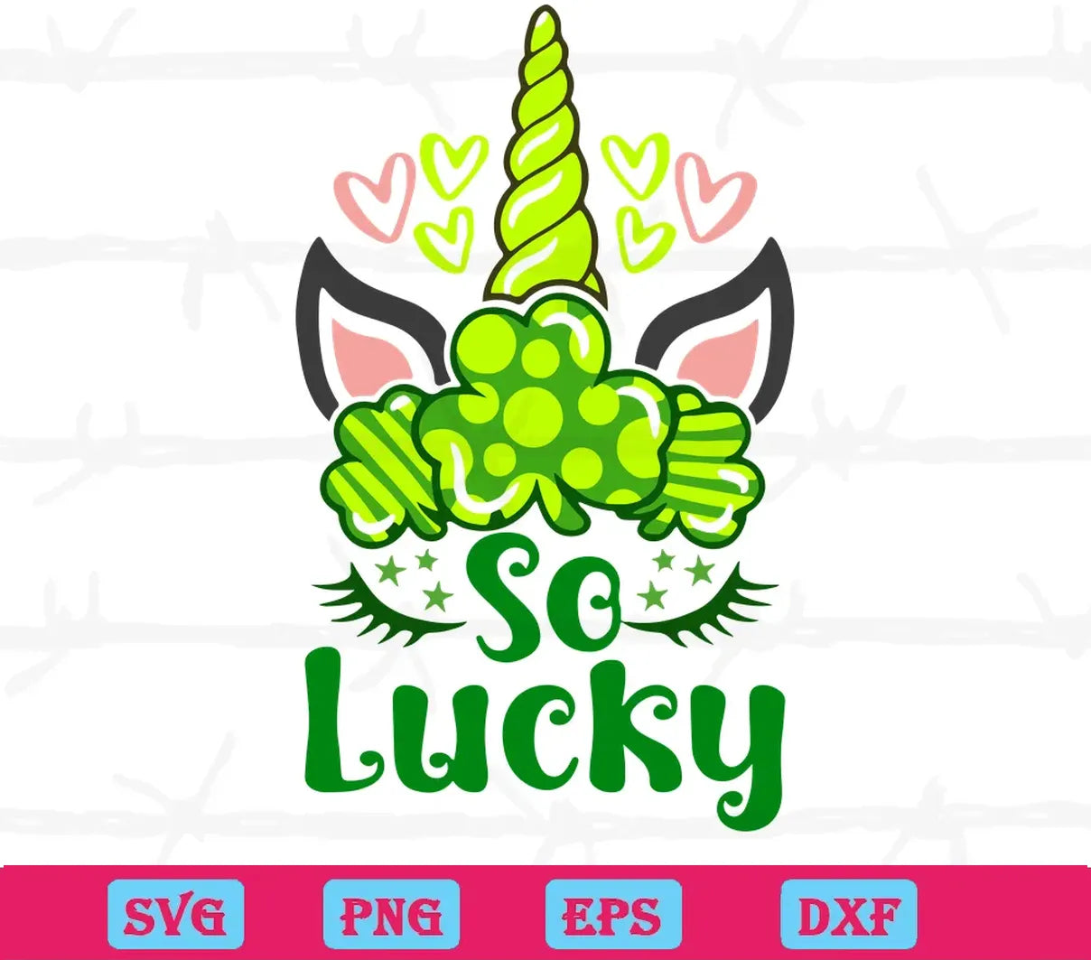 St Patricks Day Unicorn So Lucky With Unique Three Leaf Clover Diy Crafts, Vector Svg