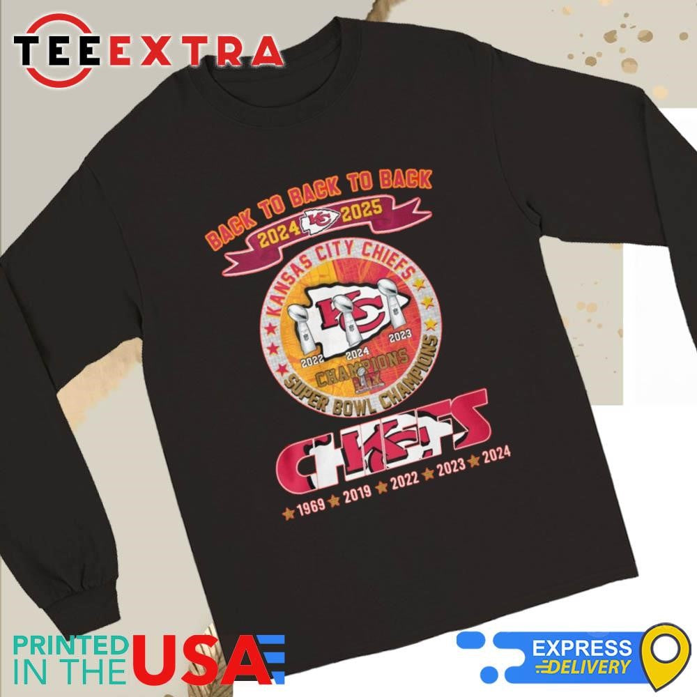 Official Back To Back To Back 2024-2025 5X Kansas City Chiefs NFL Champions LIX Logo Shirt