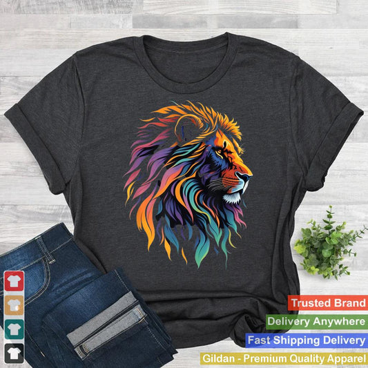 Cool Colorful Lion Head Graphic Leo August Birthday