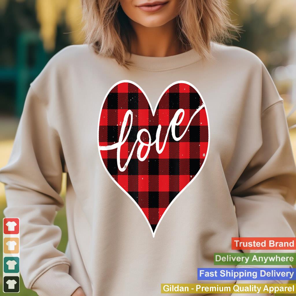 Valentine's Day Gift - Red & Black Buffalo Plaid Love Heart