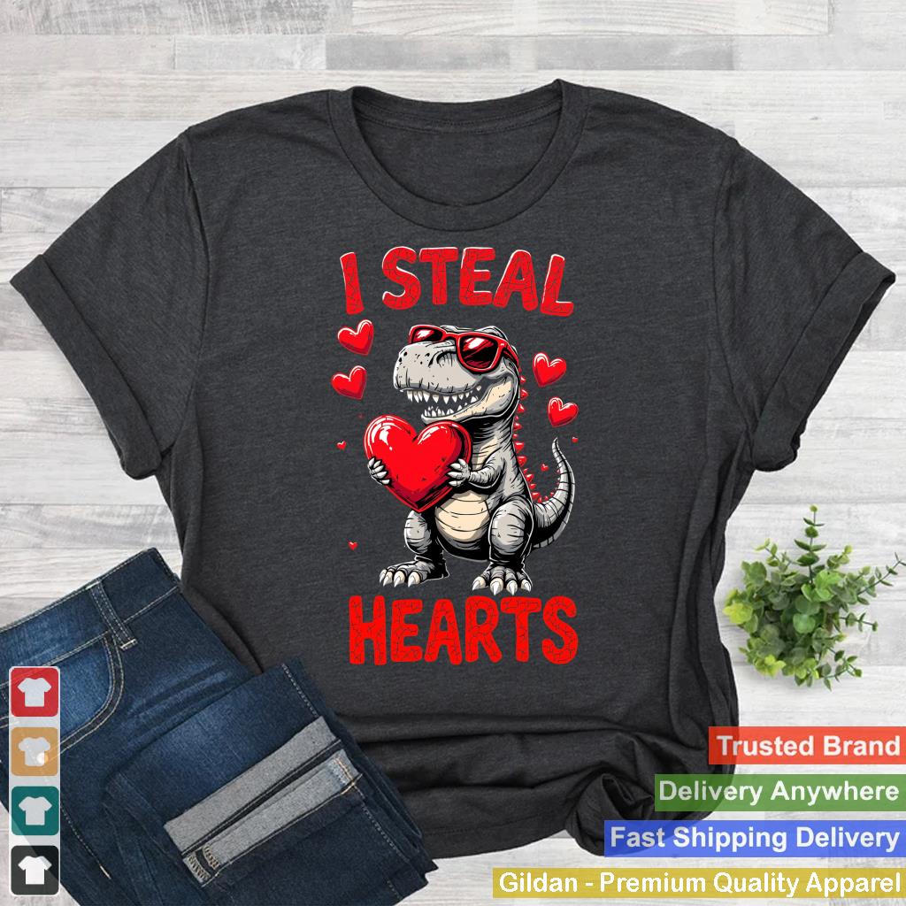 I Steal Hearts Boys Men Love T rex Valentines Day Dinosaur