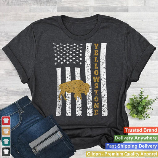 Yellowstone National Park Buffalo American Flag Tank Top