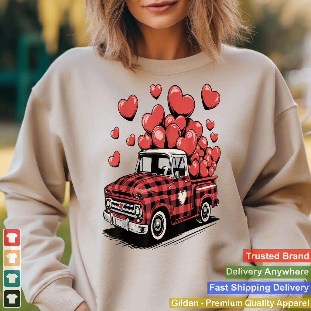 Valentineu2019s Day Vintage Buffalo Red Plaid Truck Hearts Love