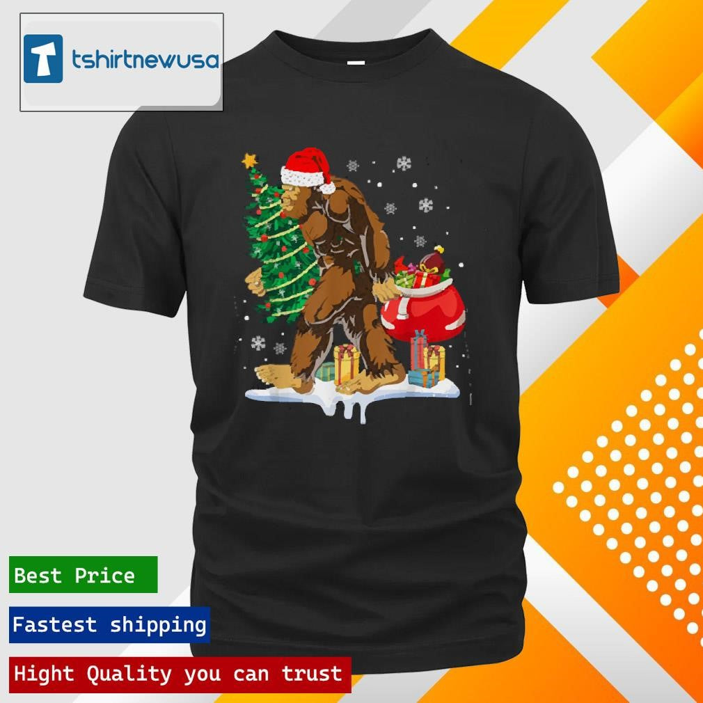 Official Bigfoot Christmas Tree Lights Xmas Sasquatch Lovers 2024 T Shirts