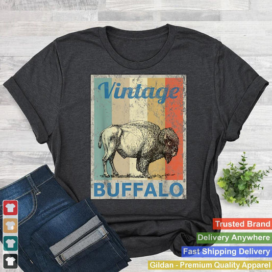 Vintage Bison Buffalo Animal T-Shirt Retro Style Grunge Tee