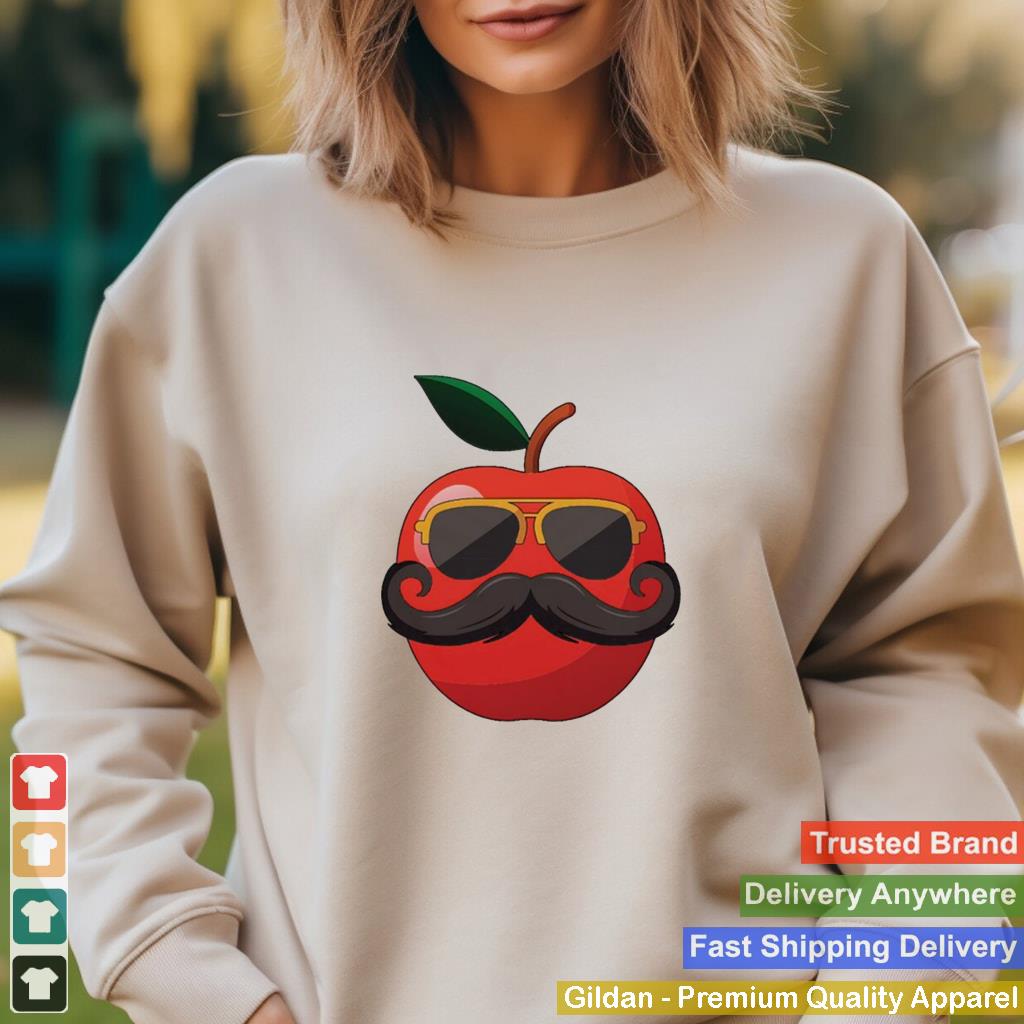 Apple Mustache Tshirt Funny Cool Apple Fruit With Mustache Shirt