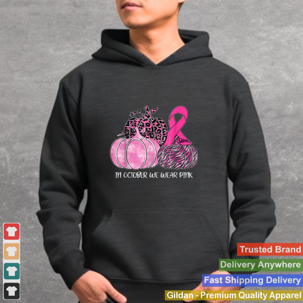 In October We Wear Pink Ribbon Pumpkin Breast Cancer Tee T Shirt