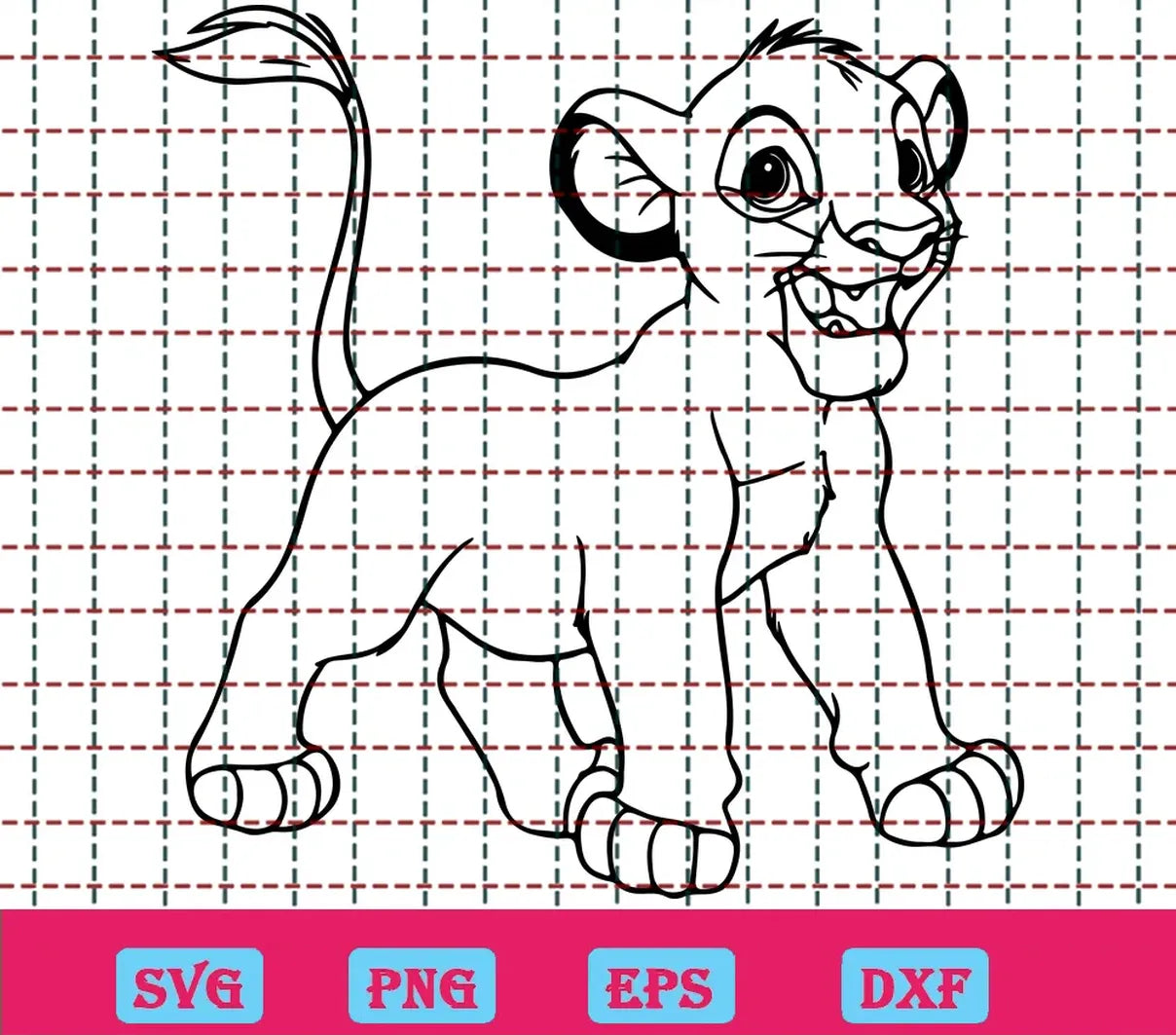 Simba svg Free, the Lion King svg, outline Simba svg