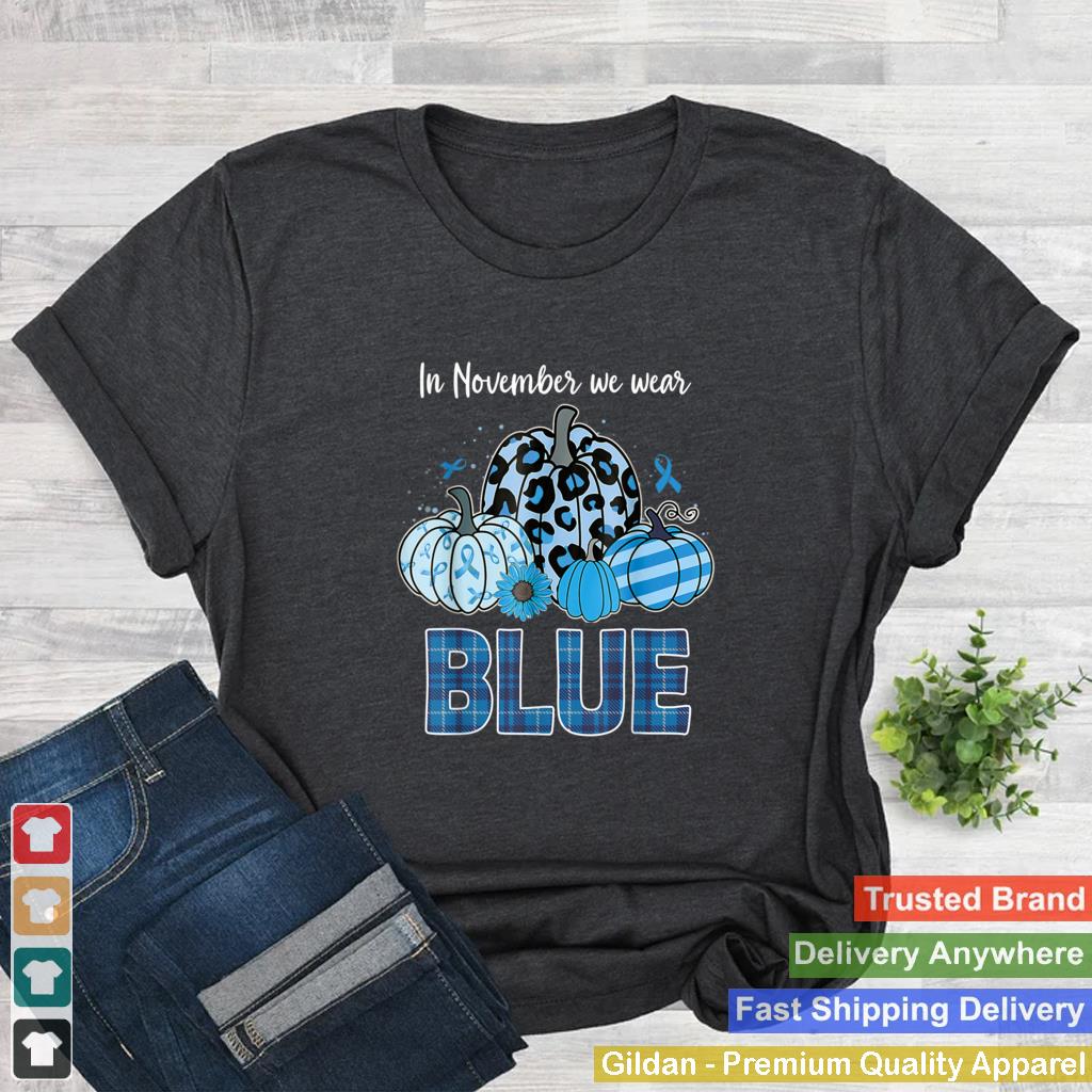 In November We Wear Blue Pumpkin Ribbon Diabetes Awareness T Shirt